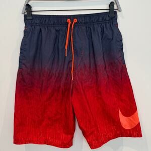 Nike Breaker 9" Swim Trunks, Mesh Lined, Blue/Orange/Red Swimwear, Size SMALL